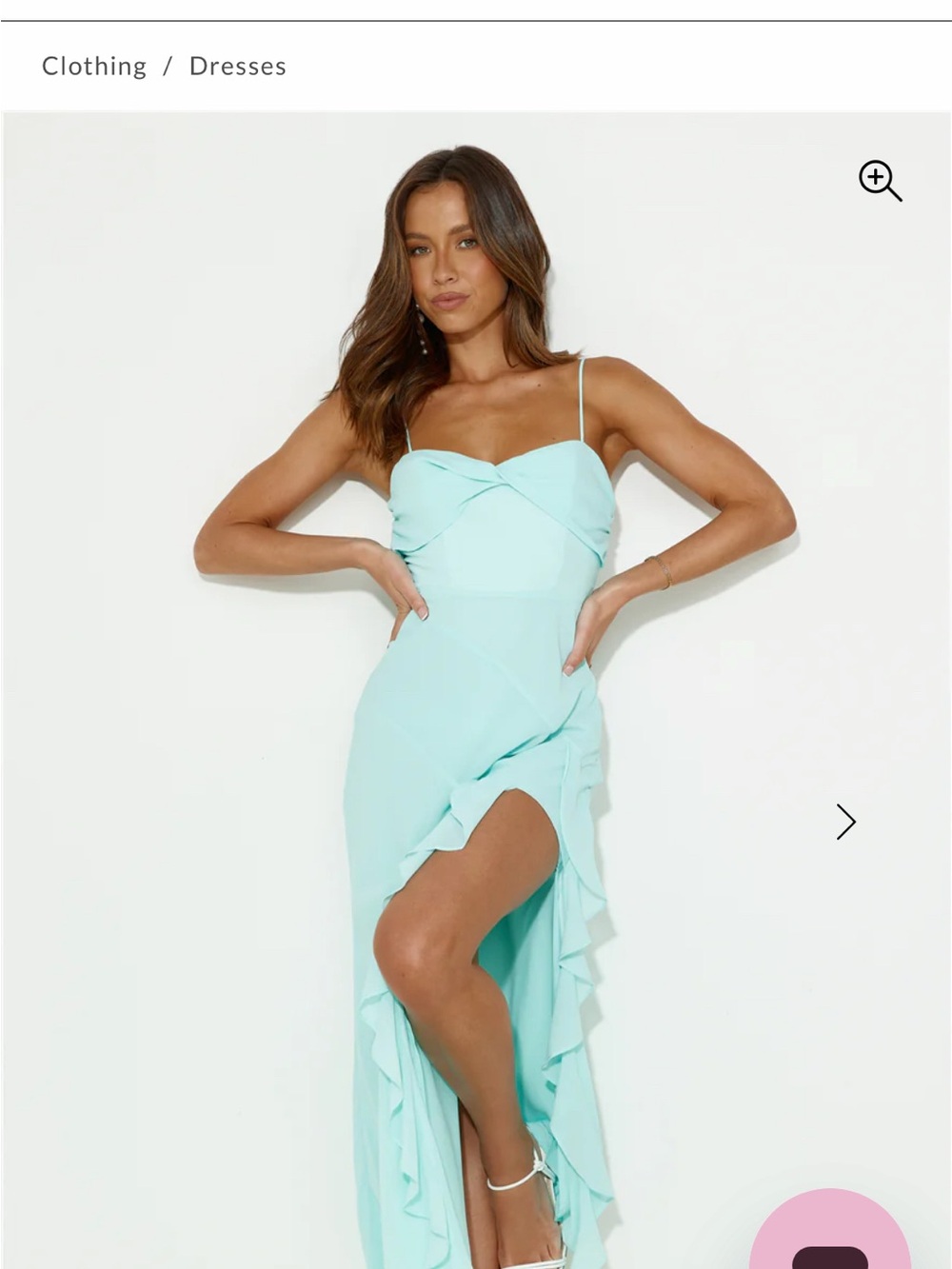 Hello Molly Aqua Ruffle Slit Prom Dress - Picture 3 of 3